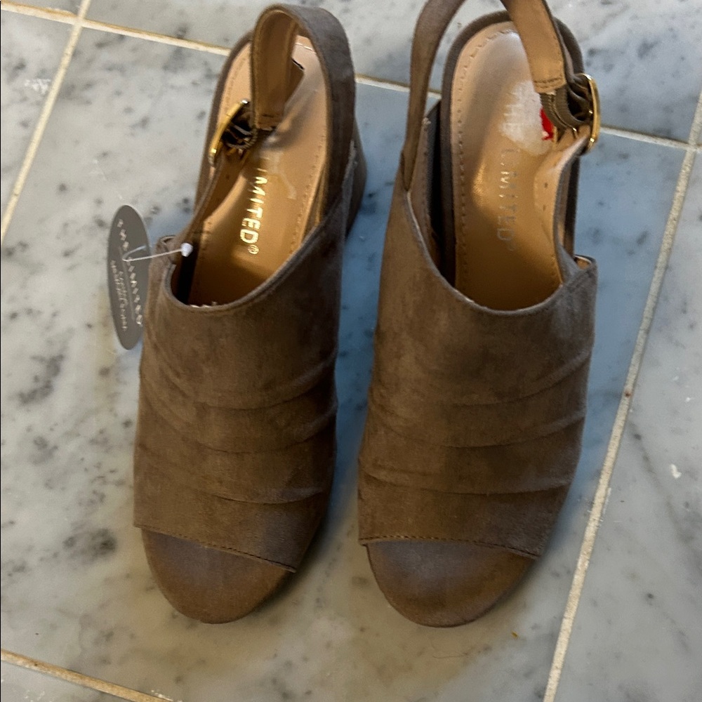 The Limited grey Peep-Toe Mules